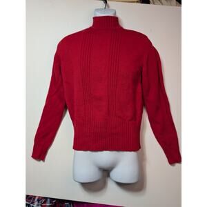 Vintage Anba of Australia Red Wool Turtleneck Sweater Ribbed Knit Women’s Retro